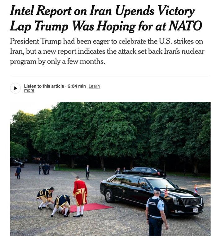 Razvedka bo‘yicha hisobot Trampning NATO sammitidagi g‘alaba rejalarini buzdi