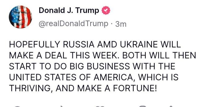 Rossiya va Ukraina kelasi haftada tinchlik kelishuviga erishishi mumkin