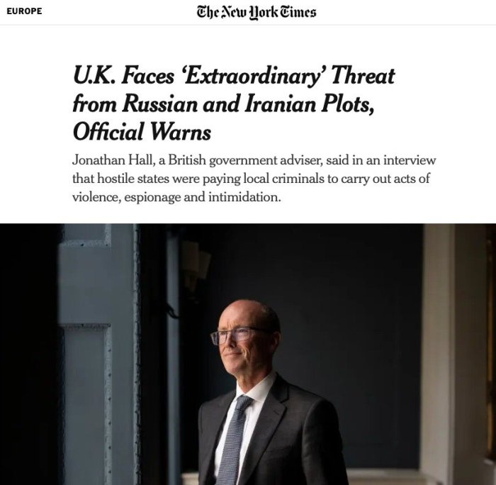 «Terrorchilik harakatlari kabi xavfli»: London Rossiya va Eronni britanliklarni qo‘rqitishda aybladi