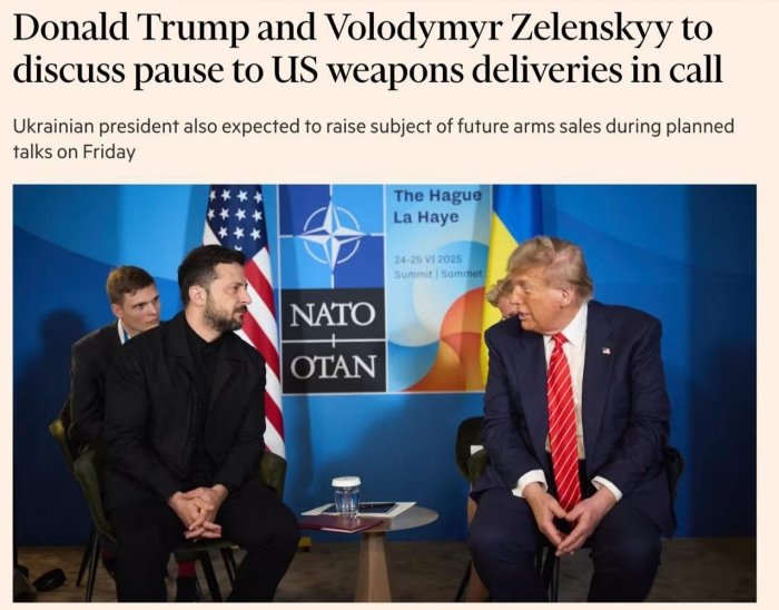 4 июлда Зеленский ва Трамп Украинага қурол етказиб беришни тўхтатишни муҳокама қилади