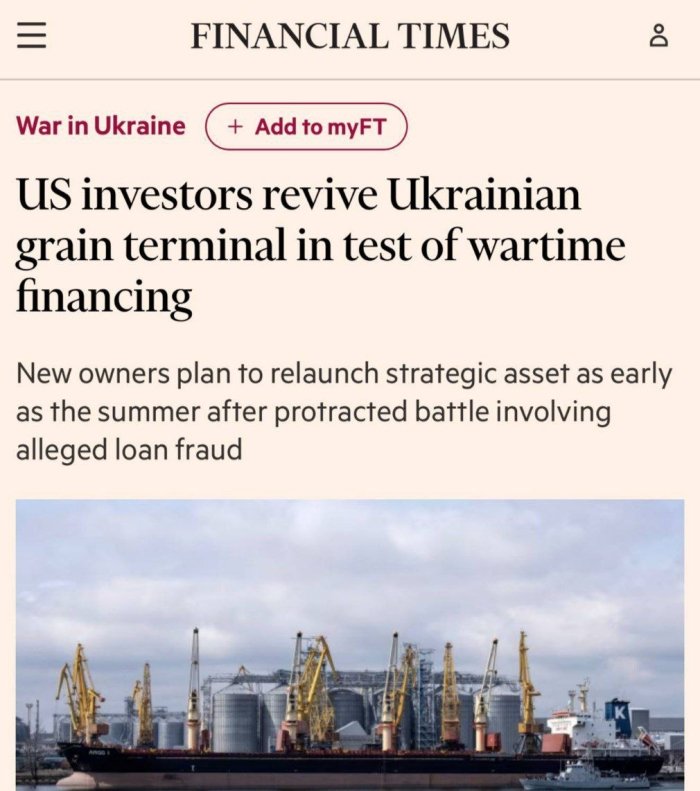 Amerikalik biznesmenlar Odessadagi yirik don terminalini sud orqali qo‘lga kiritishdi – Financial Times