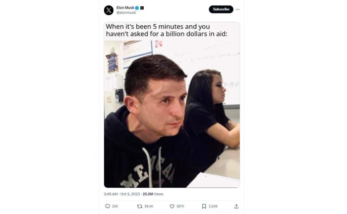 Mask Zelenskiy ustidan kuldi