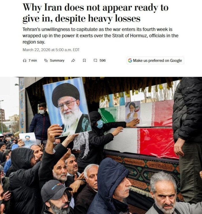 Eron katta yo‘qotishlarga qaramay, yon bermayapti va Ho‘rmuz bo‘g‘ozi orqali bosimni kuchaytirmoqda