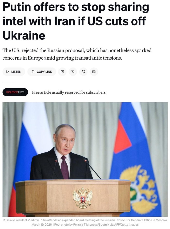 Путин АҚШга “келишув” таклиф қилди