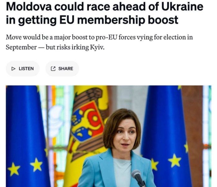 Молдова Евроиттифоққа аъзолик йўлида Украинани ортда қолдириши мумкин — Politico 