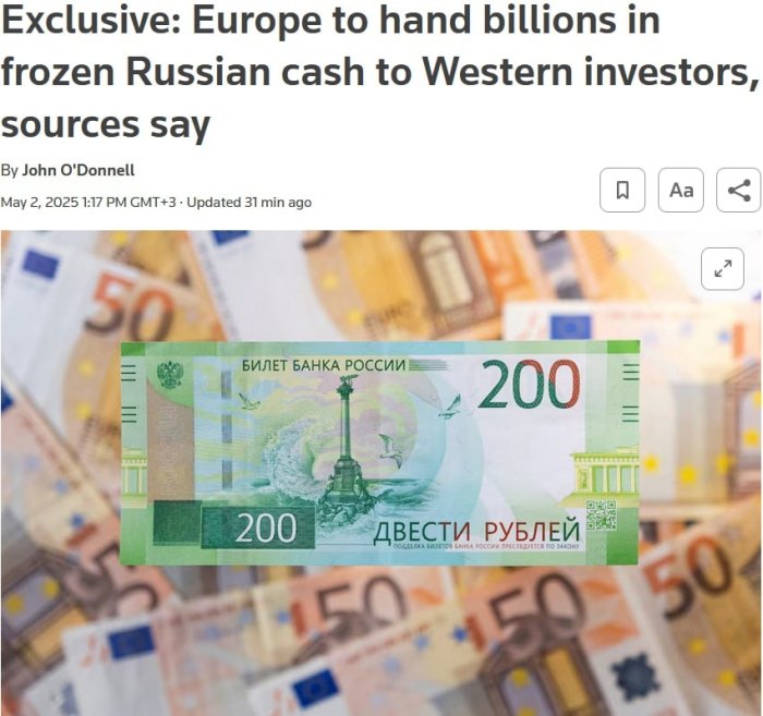 Euroclear Россия Федерациясининг музлатилган активларини олиб қўйишни режалаштирмоқда