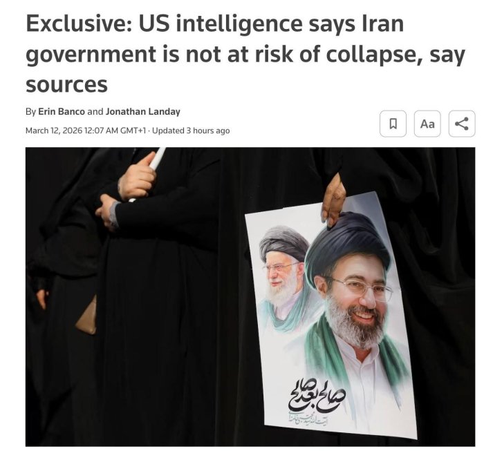 АҚШ разведкаси ҳарбий амалиётга қарамай Эрондаги ҳукмрон режим қулашига ишонмаяпти