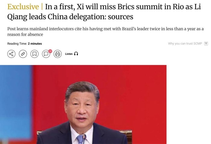 Si Szinpin birinchi marta BRIKS sammitida ishtirok etmaydi — South China Morning Post