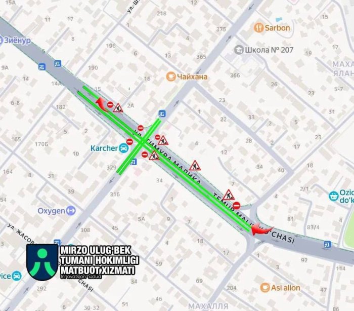 Темур Малик кўчасида автоуловлар ҳаракати қисман тикланди