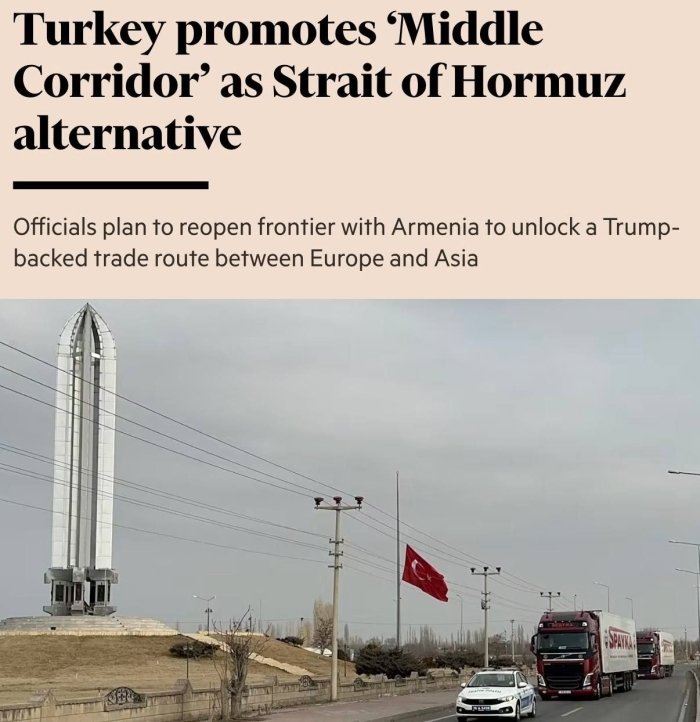 Туркия Ҳўрмуз бўғозига муқобил йўл сифатида “Ўрта йўлак” лойиҳасини фаол тарғиб қилмоқда