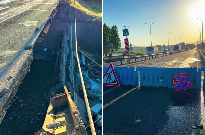 Toshkentni vodiy bilan bog‘lovchi yo‘ldagi ko‘prikning bir qismi qulab tushdi