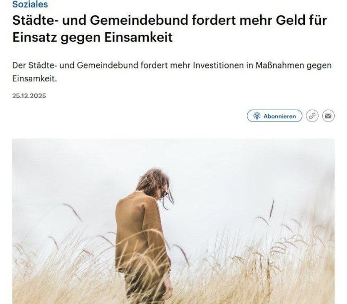  Германияда ёлғизликка қарши курашиш учун 500 миллион евролик жамғарма ташкил этилиши мумкин