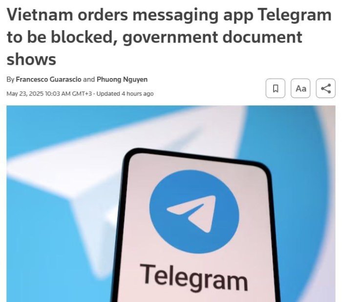 Вьетнам ҳукумати Telegram'ни блоклашга қарор қилди — Reuters