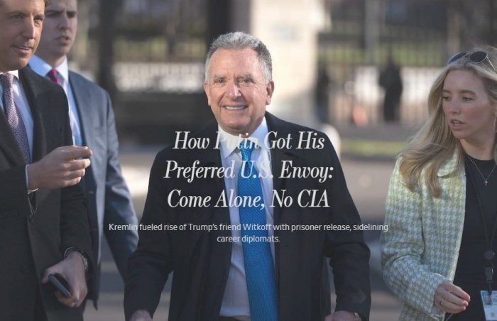 Кремл ўзи учун қулай бўлган Стив Уиткофф АҚШнинг Украина бўйича музокарачиси сифатида тайинланишига эришган