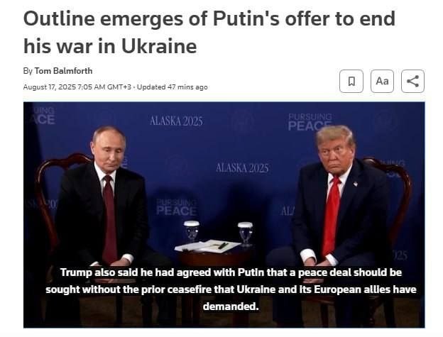 Reuters Путин Украинадаги урушни якунлаш учун қўйган шартлар рўйхатини эълон қилди
