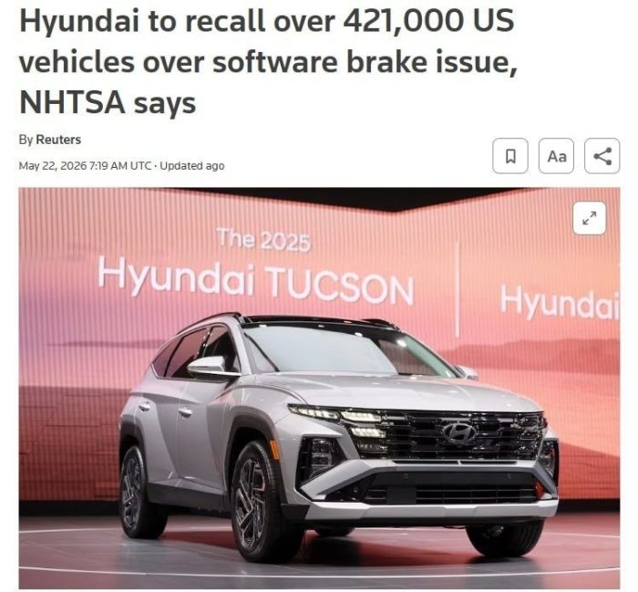  Hyundai АҚШдан 421 мингта автомобилни қайтариб олади
