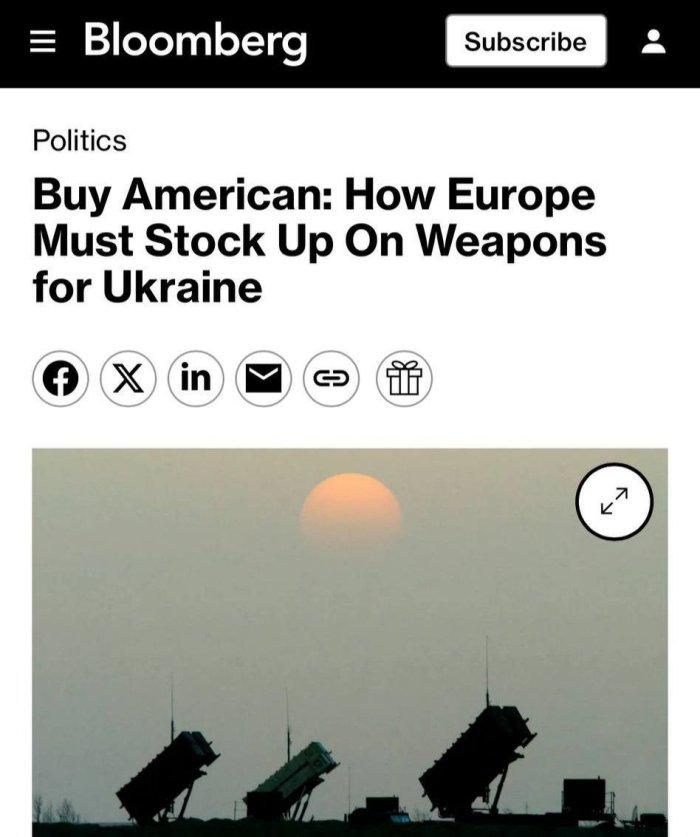 Evropa Ukrainaga yordam uchun AQShdan qurol sotib olishga tayyorgarlik ko‘rmoqda — Bloomberg 