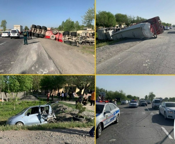 Samarqandda yuk mashinasi to‘xtab turgan "Matiz"ni urib yubordi    