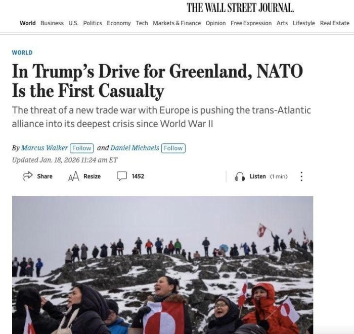 NATO Trampning Grenlandiyani egallash yo‘lidagi birinchi qurboniga aylanmoqda