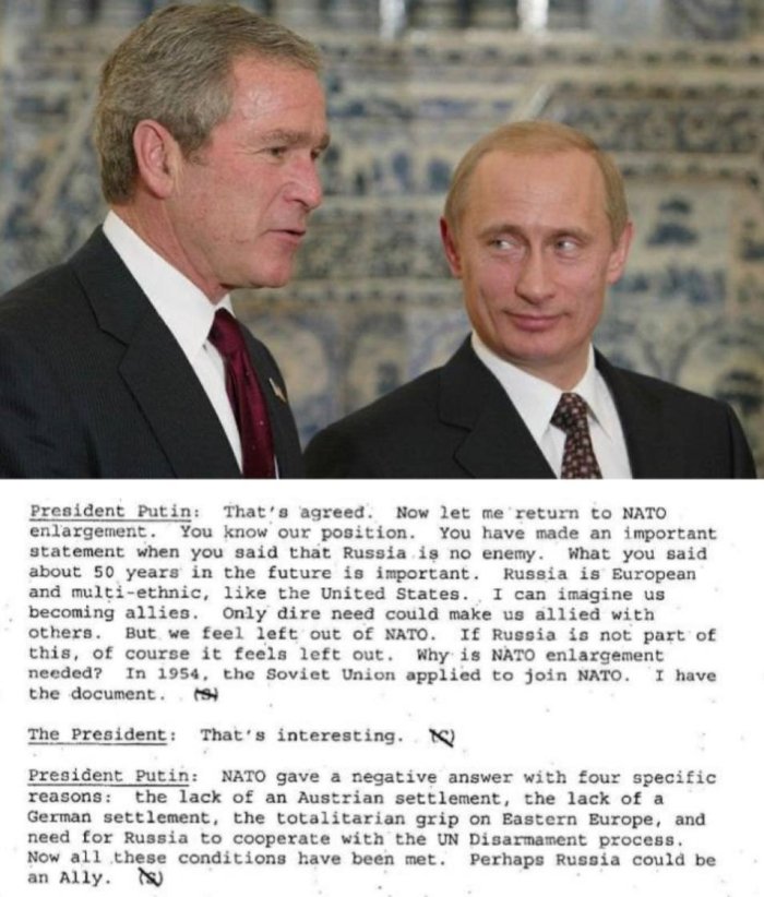 Путин 2001 йилда Бушдан Россияни НАТОга қўшишни сўраганми?