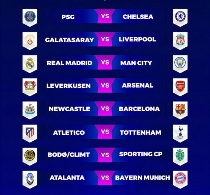 Chempionlar ligasi 1/8 final bosqichining barcha juftliklari ma’lum