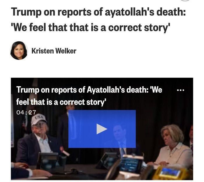 Donald Tramp Oyatulloh Xominaiy yo‘q qilingani haqidagi xabarlarga munosabat bildirdi