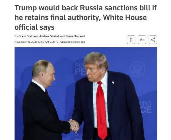 Tramp Rossiyaga qarshi sanksyalar to‘g‘risidagi qonun loyihasini imzolaydimi?