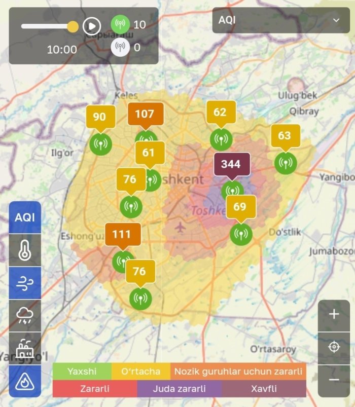 Toshkentda havo "juda zararli" darajada ekani aytildi