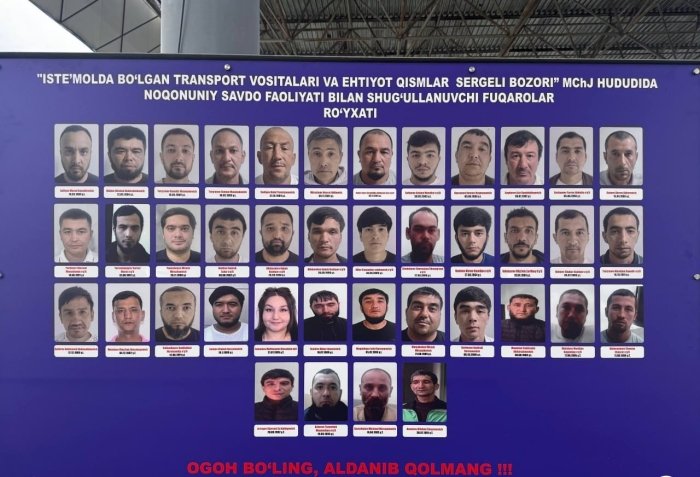 Sergeli mashina bozorida noqonuniy savdogarlarning rasmi ilib qo‘yildi