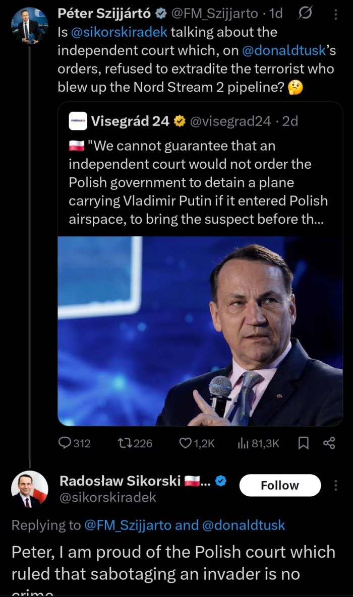 Venrgiya va Polsha tashqi ishlar vazirlari Putinning samolyoti sababli tortishib qoldi