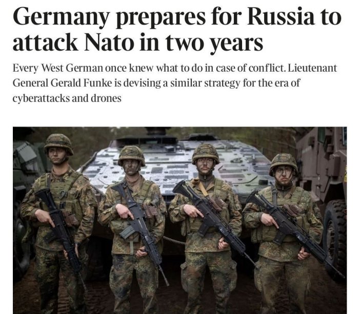 Германия яқин икки йил ичида Россия томонидан NATO'га ҳужум қилиниши эҳтимолига тайёрланмоқда