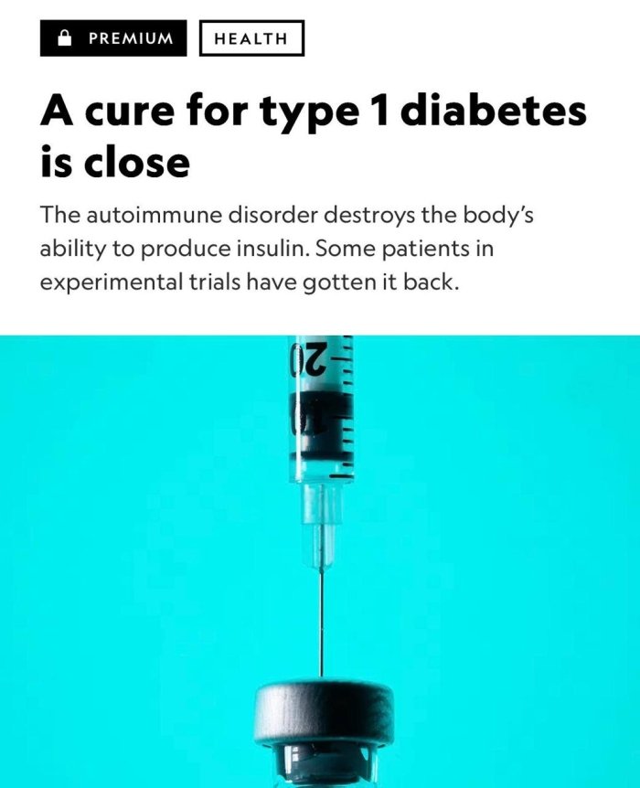 Olimlar 1-tur qandli diabetni yengishdi