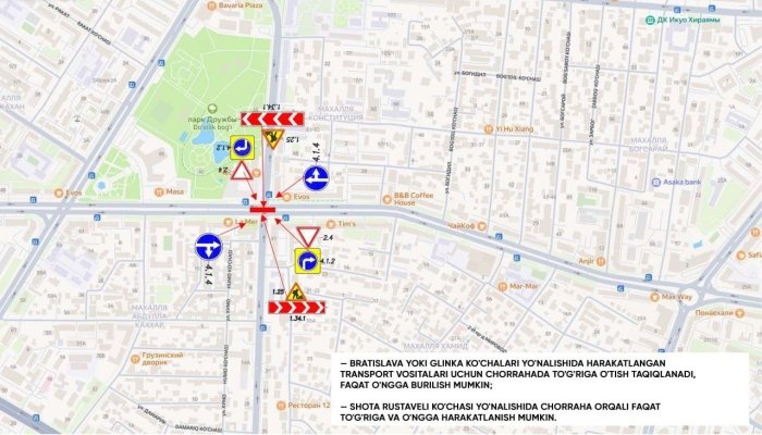 Toshkent shahridagi ba’zi ko‘chalarda harakat vaqtincha cheklanadi