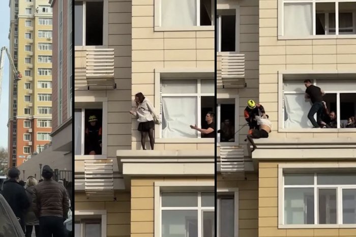 Қозоғистонда ўзини 15-қаватдан ташламоқчи бўлган қиз қутқарилди (видео)