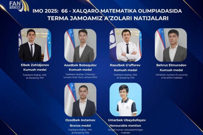 66-Xalqaro matematika olimpiadasida O‘zbekiston terma jamoasi o‘z tarixidagi eng yaxshi natijani qayd etdi