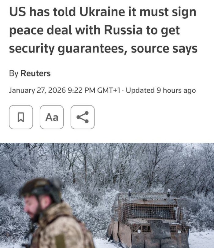 Украина Россия билан тинчлик шартномаси имзолаши керак