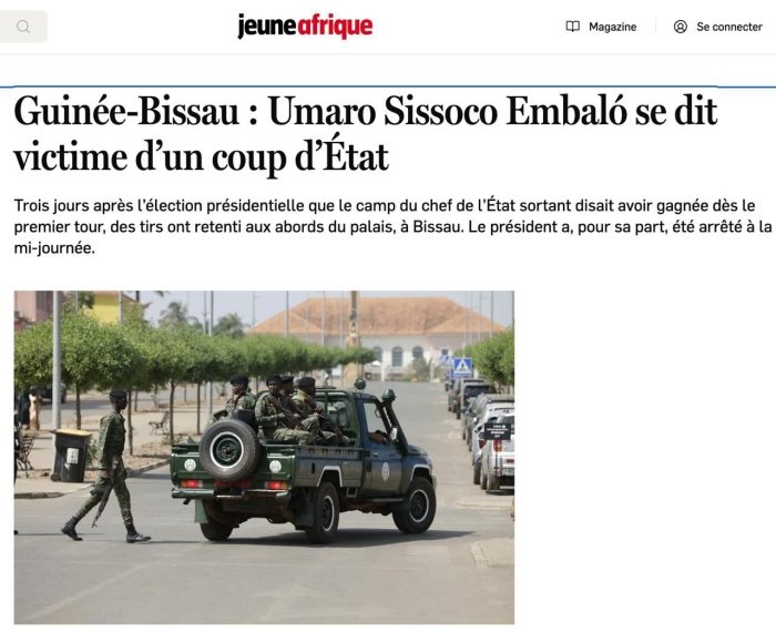 Gvineya-Bisau prezidenti davlat to‘ntarishiga urinish bo‘lganini ma’lum qildi