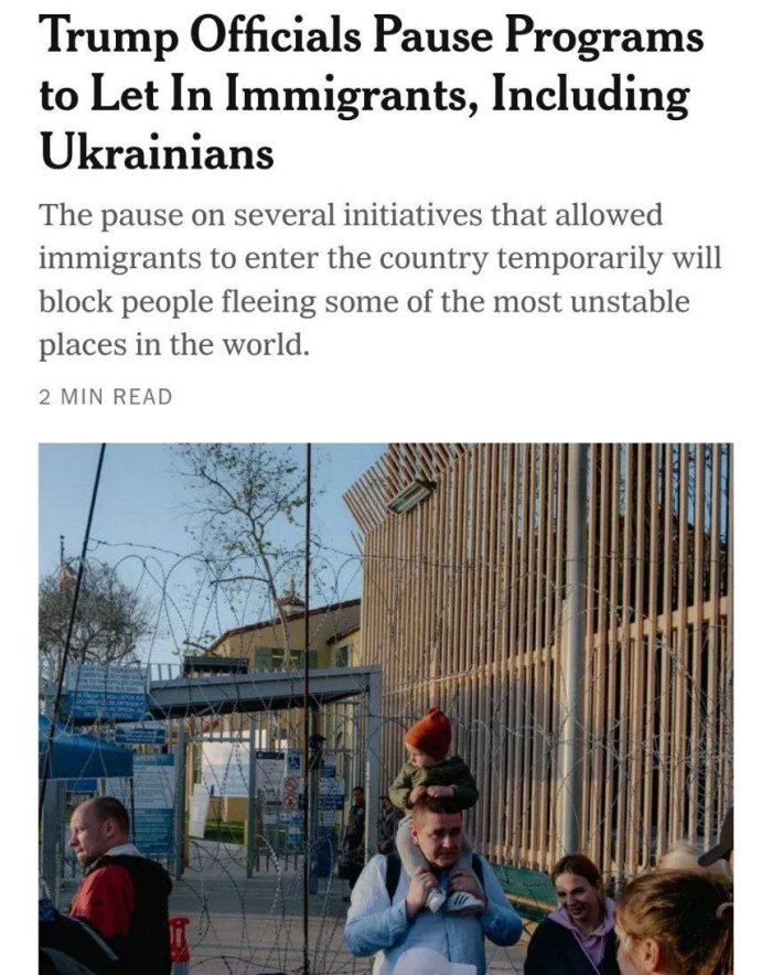  NYT: АҚШ муҳожирларни, жумладан украиналикларни қабул қилишни тўхтатди