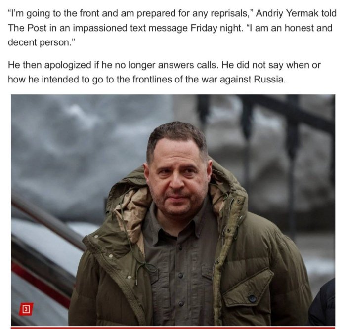 Ukraina prezidenti devoni rahbarligidan iste’foga chiqqan Yermak frontga bormoqchi