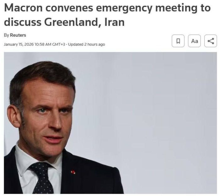 Макрон Гренландия ва Эрон масалалари бўйича хавфсизлик кенгаши йиғилишини чақирди — Reuters
