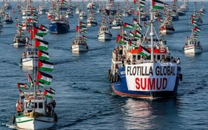 G‘azoga gumanitar yordam olib borayotgan Global Sumud xalqaro flotiliyasini Ispaniya, Italiya va Gresiya kemalari va Turkiya dronlari kuzatib bormoqda — Reuters 