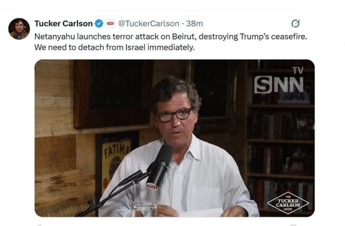 Биз дарҳол Исроилдан узоқлашишимиз керак – Такер Карлсон