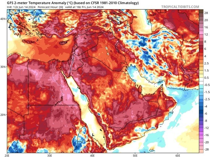 Arab mamlakatlarida kecha +50 darajaga yaqin yuqori harorat kuzatildi 