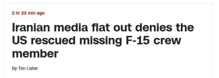 Eron AQShning urib tushirilgan uchuvchini evakuasiya qilgani haqidagi xabarni inkor etdi