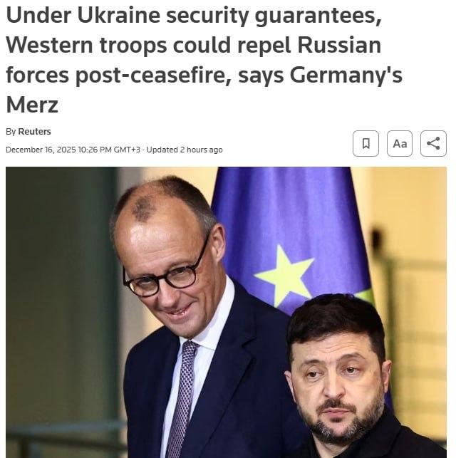 Европа қўшинлари Украинада Россия армияси ўт очишни тўхтатиш шартларини бузса, куч ишлатиши мумкин — Мерц