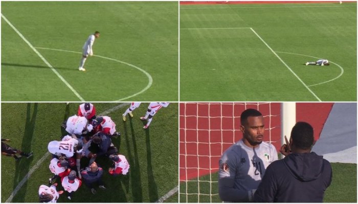 Дарвозабон ўйин вақтида ҳушидан кетди