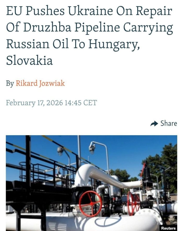Evropa Ittifoqi Ukrainadan “Drujba” neft quvuri ta’mirini tezlashtirishni talab qilmoqda — “Ozodlik radiosi” 