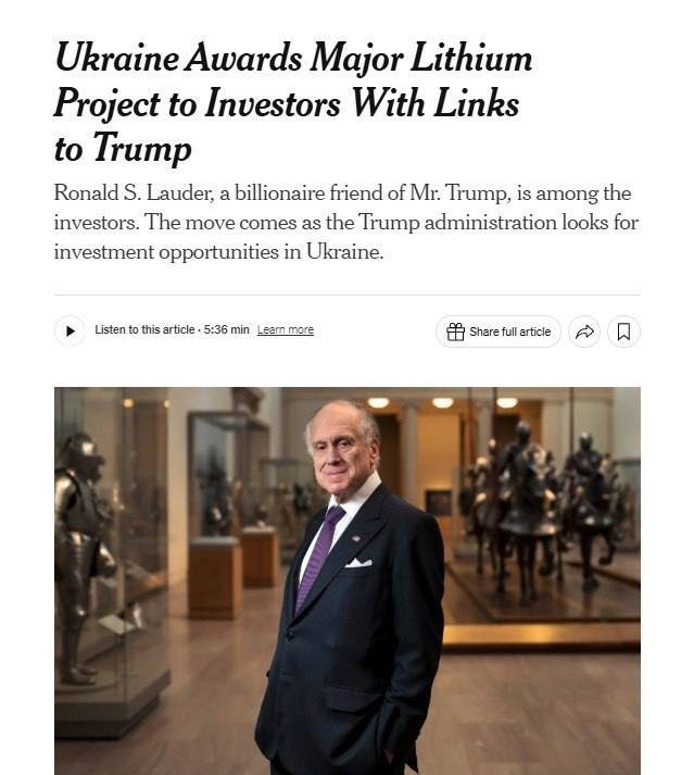 Украина АҚШга ўзининг йирик литий лойиҳасини топширди