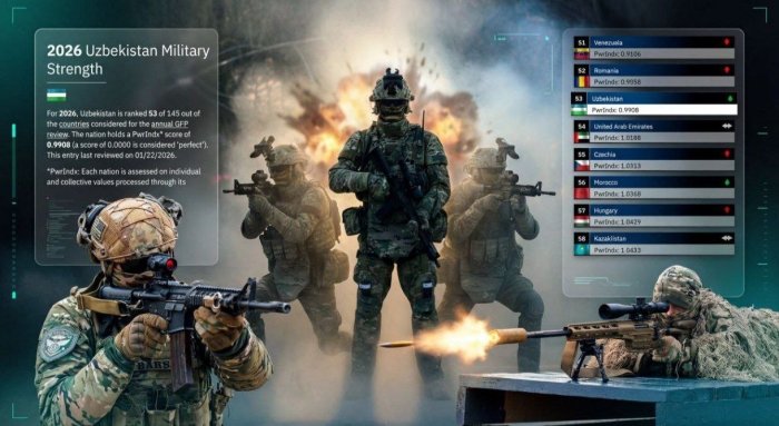 Дунёдаги энг кучли армиялар рейтинги эълон қилинди. Ўзбекистон нечанчи ўринда?