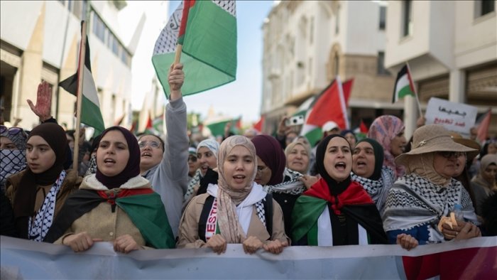 Marokashda G‘azo sektoridagi falastinliklarni qo‘llab-quvvatlash mitingi bo‘lib o‘tdi